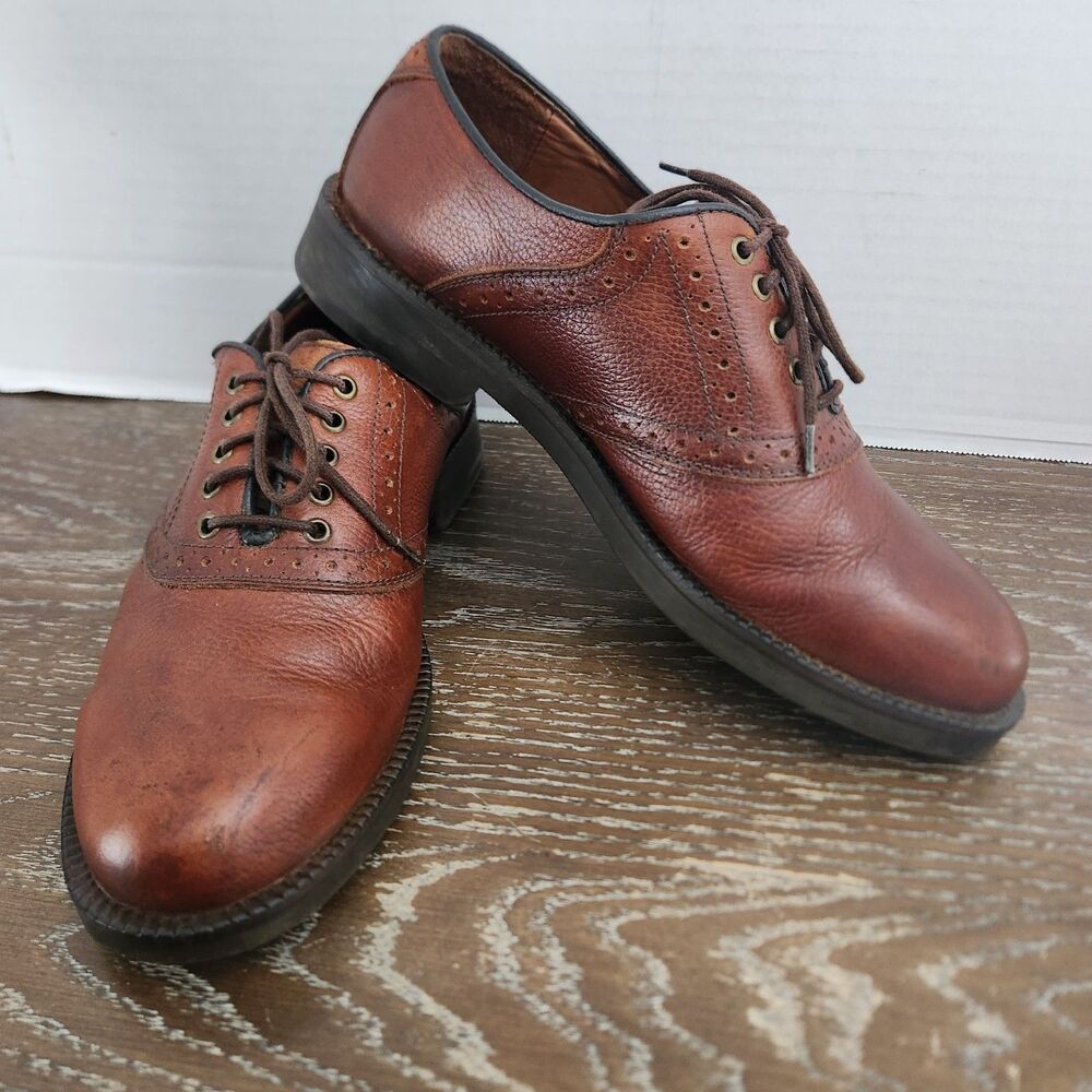 Vintage 80s 90s Duck Head Mens 8 M Brown Leather Saddle Oxfords Shoes Preppy